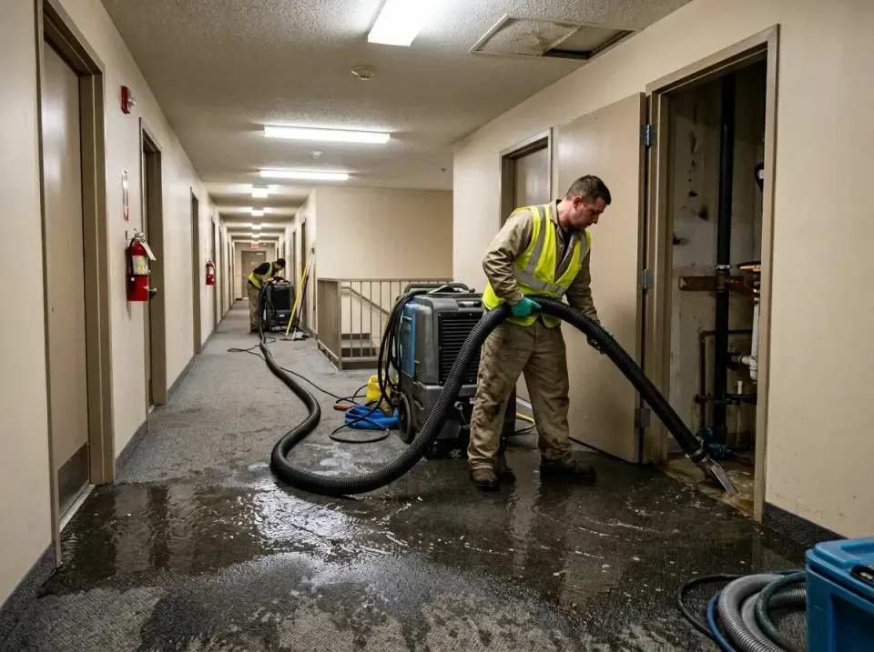 multi-unit-apartment-hallway-f-005 — frequently asked questions, Emergency Burst Pipe Water Extraction & Removal in Burr Rid…